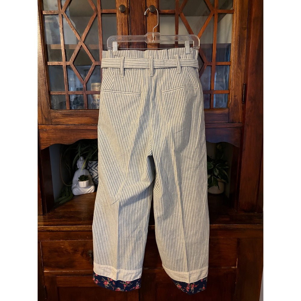 Madewell x The New Denim Project Striped Paperbag Pants Blue White K6367 Size 8 - Picture 3 of 7